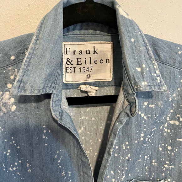 Frank & Eileen Relaxed Button-Up denim shirt; Indigo Splatter Dye; women’s sz M - Picture 2 of 5